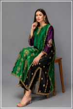 Silk Panel Outfit with Golden Embroidery - Image 3